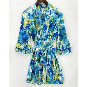 Gilligan & Omalley Robe Womens Floral Tie Waist 3/4 Sleeve Multicolor S/M